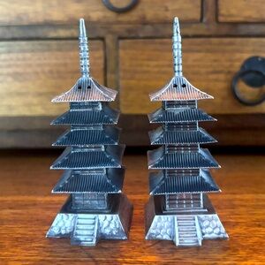Vintage Sterling 950 Japanese Pagoda Salt & Pepper Shakers